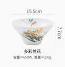 Axyaa 6-inch High Feet Noodle Bowl: Porcelain Ceramic Soup Bowl with Anti-scalding Rim