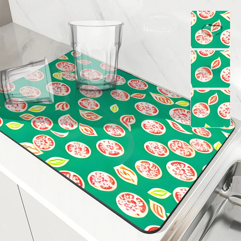 Axyaa Plant Leaf Absorbent Drying Mat for Kitchen Dishes & Cups