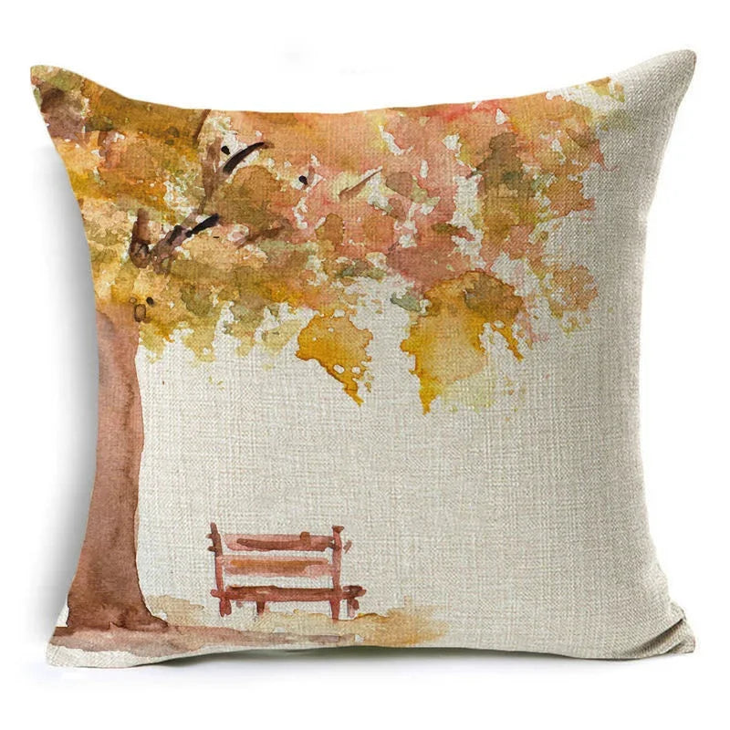 Axyaa Autumn Print Style Thanksgiving Pillow Case - Decorative Plant Cushion Cover