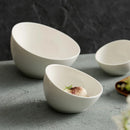 Axyaa Premium White Ceramic Oblique Bowl for Noodles, Fruits, Salads, Hot Pot, and Dipping