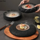 Axya Rock Texture Cement Sushi Dessert Plate Set - Restaurant Specialty Tableware