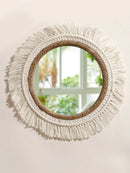 Axyaa Macrame Round Mirror | Boho Aesthetic Room Decor for Bedroom & Living Room