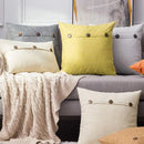 Axyaa Linen Throw Pillow Covers Triple Button Vintage Farmhouse Style