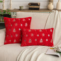 Axyaa Sequin Christmas Tree Embroidery Pillowcase - Festive Snowflake Plush Cushion Cover
