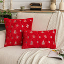 Axyaa Sequin Christmas Tree Embroidery Pillowcase - Festive Snowflake Plush Cushion Cover