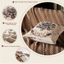 Axyaa European Mirror Floral Jacquard Pillow Case in Brown, Ivory & Blue