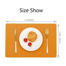 Axyaa Orange Faux Leather Square Place Mats Set for Kitchen Dining Decor