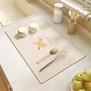 Axyaa Cream Solid Color Coffee Machine Drain Mat - Kitchen Non-Slip Absorbent Drying Mat