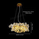 Axyaa Gold Villa Crystal LED Chandelier - Elegant Lighting for Dining Room & Lobby