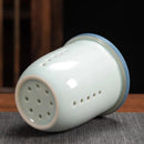 Axyaa Retro Ceramic Tea Cup with Wooden Handle, Filter, Creative Design, Office Gift