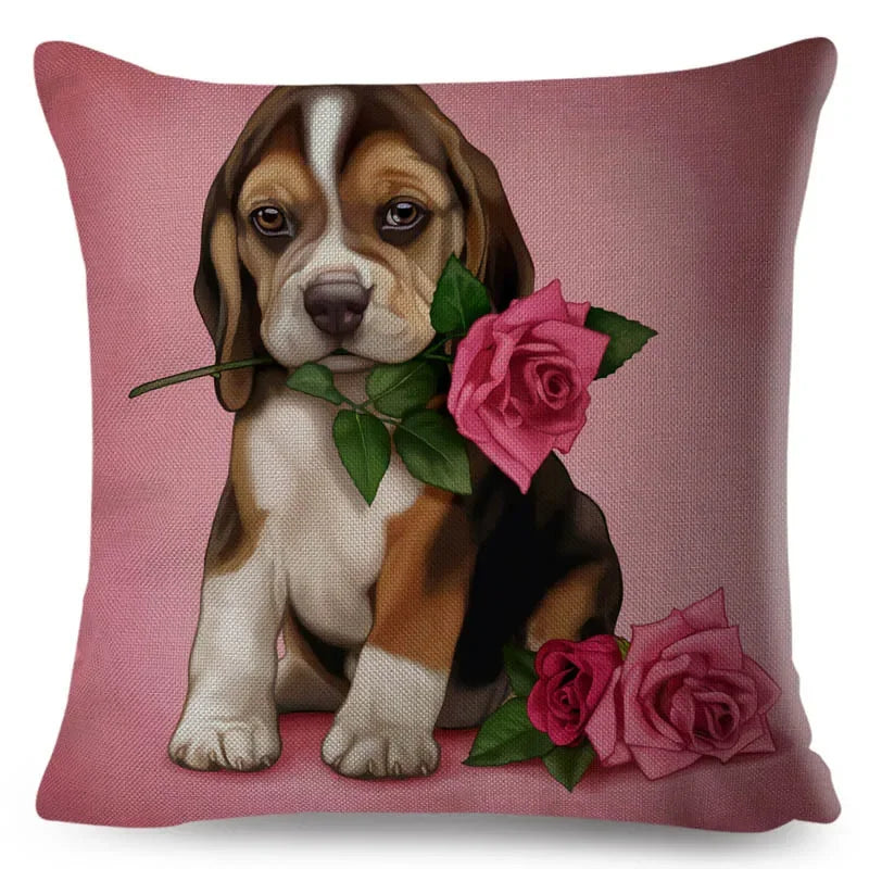 Axyaa Cartoon Dog Linen Pillowcase 45*45cm