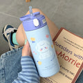 Axyaa Cute Cartoon Stainless Steel Vacuum Flask Straw Tumbler