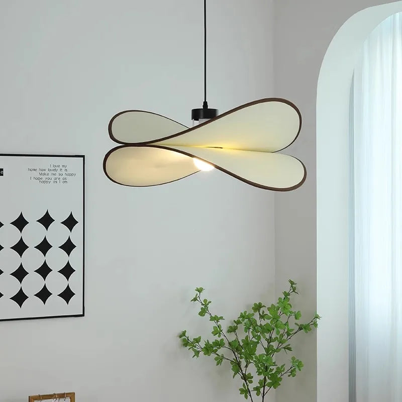Axyaa Wabi-Sabi Fabric Lamp, French Retro Cream Bedroom Chandelier