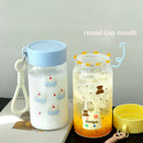 Axyaa Glass Water Bottle With Lid Scales, 430ml Portable Tumbler
