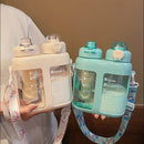 Axyaa Double Drink Water Bottles with Tea Filter and Straw - BPA Free