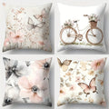 Axyaa Flower Bicycle 4pcs Sofa Pillow Case Set, 45x45cm, Single-Sided Print