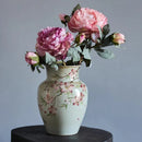 Axyaa Hand-Painted Peach Blossom Ceramic Vase for Elegant Home Decor and Flower Arrangement