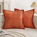 Axyaa Corduroy Boho Striped 18x18 Inch Throw Pillow Covers for Couch Sofa