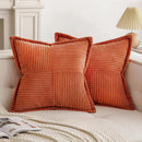 Axyaa Corduroy Boho Striped 18x18 Inch Throw Pillow Covers for Couch Sofa