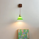 Axyaa Vintage Industrial Green Glass Wall Light with Switch
