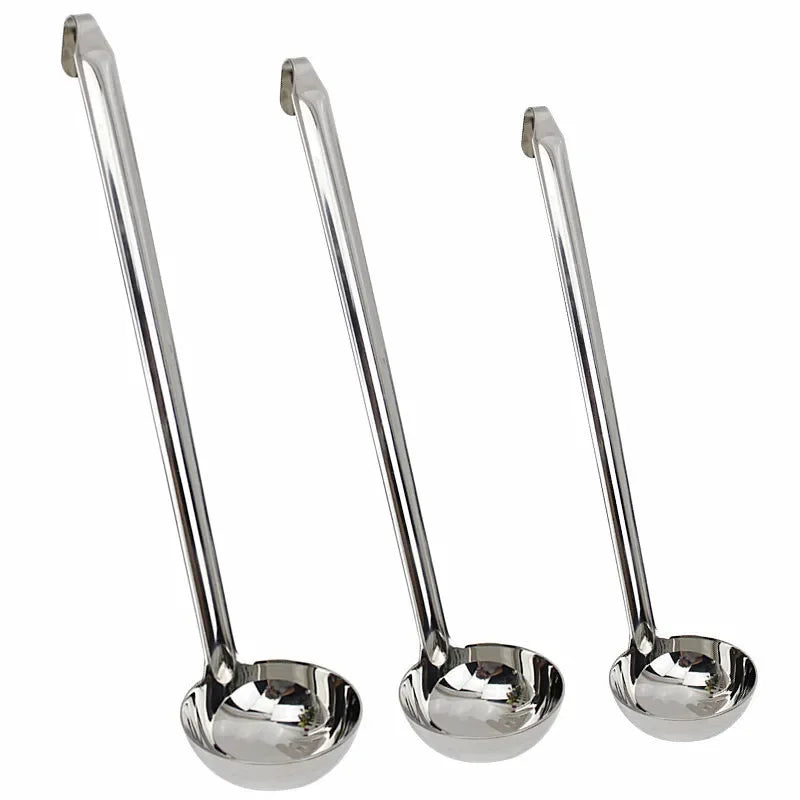 Axya Stainless Steel Long Handle Serving Spoon - Round Soup Scoop