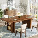Axyaa 63-Inch Industrial Wooden Dining Table with Storage Shelves for 6-8, Rectangular Kitchen Furniture
