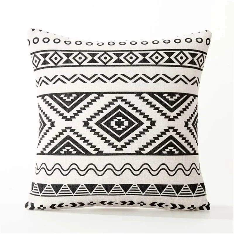 Axyaa Nordic Linen Sofa Cushions Cover Grey Bohemian Ethnic Throw Pillows Cover