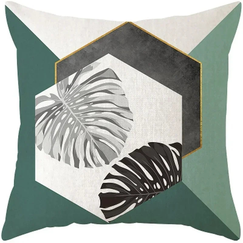 Axyaa Plants Print Linen Cushion Cover for Stylish Home Decor 45*45cm