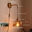 Axyaa Glass Copper LED Wall Lamp Sconce Vintage Style for Bedroom Dining Room