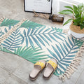 Axyaa Cotton Linen Tassel Rug Carpets for Home Decor - Boho Ethnic Anti-slip Floor Mat