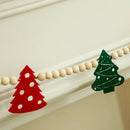 Axyaa Christmas Tree Felt & Wood Bead Garland, Festive Hanging Ornaments