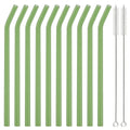 Axyaa Glass Straw Set with Brush, 10pcs Reusable Bent Milkshake Drinking Straws