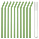 Axyaa Glass Straw Set with Brush, 10pcs Reusable Bent Milkshake Drinking Straws
