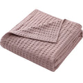 Axyaa Summer Waffle Plaid Cotton Bed Blanket in Green Pink