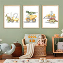 Axyaa Dinosaur Truck Tractor Excavator Wall Art Canvas, Boy Room Decor Nordic Posters