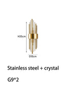 Axyaa Nordic Crystal Wall Lamp - Black Gold Stainless Steel LED Light