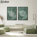 Green Taj Mahal Mosque Arabic Calligraphy Canvas Wall Art Print for Living Room by Axyaa