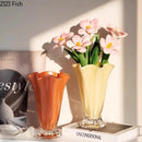 Axyaa Wave Glass Vase Art Decor Hydroponic Flower Arrangement Ornaments