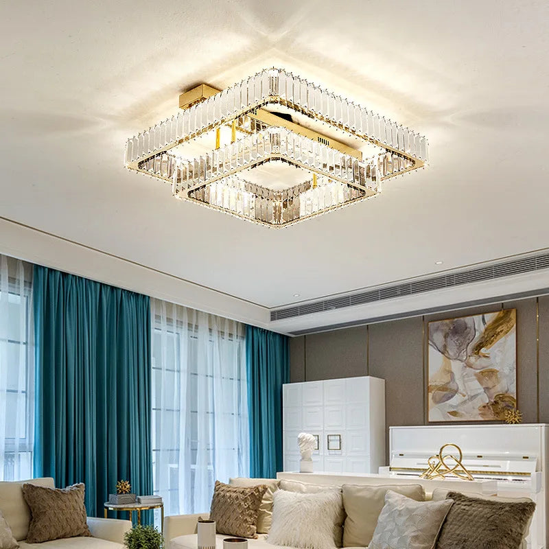 Axyaa Crystal Chandelier LED Ceiling Light for Luxury Foyer and Bedroom Decor