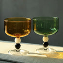 Axyaa Short Stem Heat Resistant Wine Glass in Contrasting Colors, 250ml