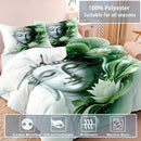 Axyaa Meditation Buddha Statues Pattern Duvet Cover Set