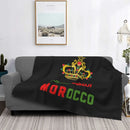 Axyaa Moroccan Flag Knitted Flannel Throw Blanket for Travel, Bedroom & Outdoors