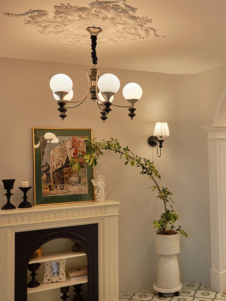 Axyaa Walnut Chandelier, Retro Designer Branch Lighting