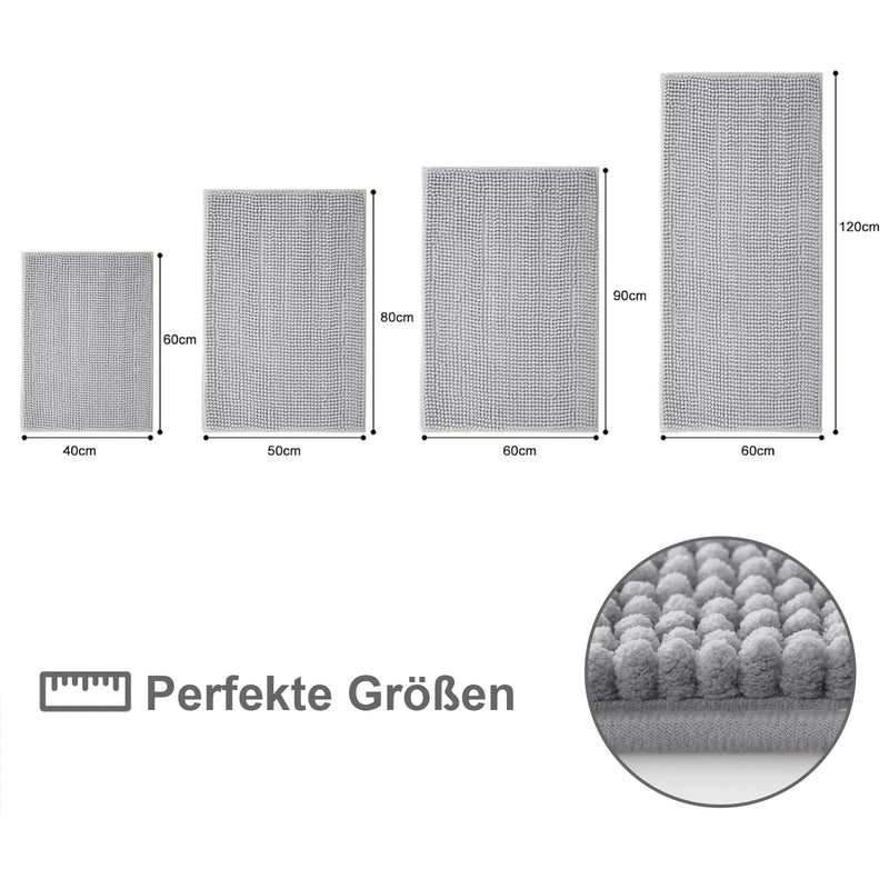 Axyaa Chenille Bathroom Mats - Ultra Soft, Non-slip, Plush Microfiber Rugs