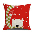 Christmas Cartoon Pillowcase | Deer & Bear Print | Linen Cushion Cover | Axyaa Brand