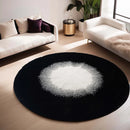 Axyaa Soft Plush Round Rug 180cm Fluffy White Black Carpet for Home Decor