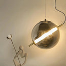 Axyaa Smoke Grey Glass Chandeliers: Modern Nordic LED Pendant Lights for Home Studio & Restaurant