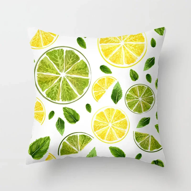 Lemon Pattern Summer Cushion Cover Throw Pillow for Sofa Decoration by Axyaa