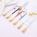 Axyaa Stainless Steel Fruit Cake Fork Set - 6Pcs