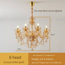 Axyaa Luxury Crystal Chandelier for Living & Dining Room - Elegant Golden Villa Candles Hanging Light